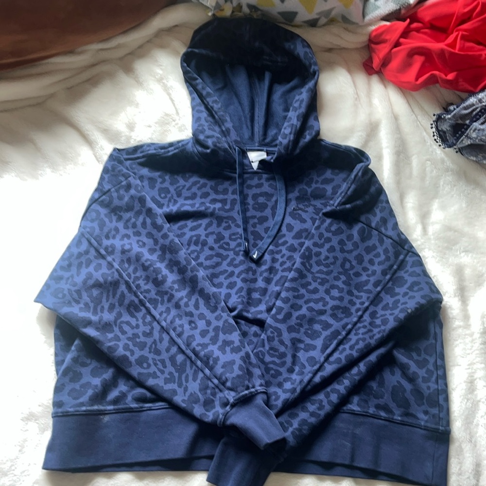 Nike Navy cheetah print Cropped Hoodie